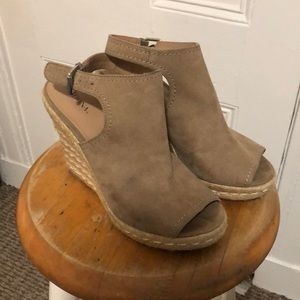 Taupe suede wedges